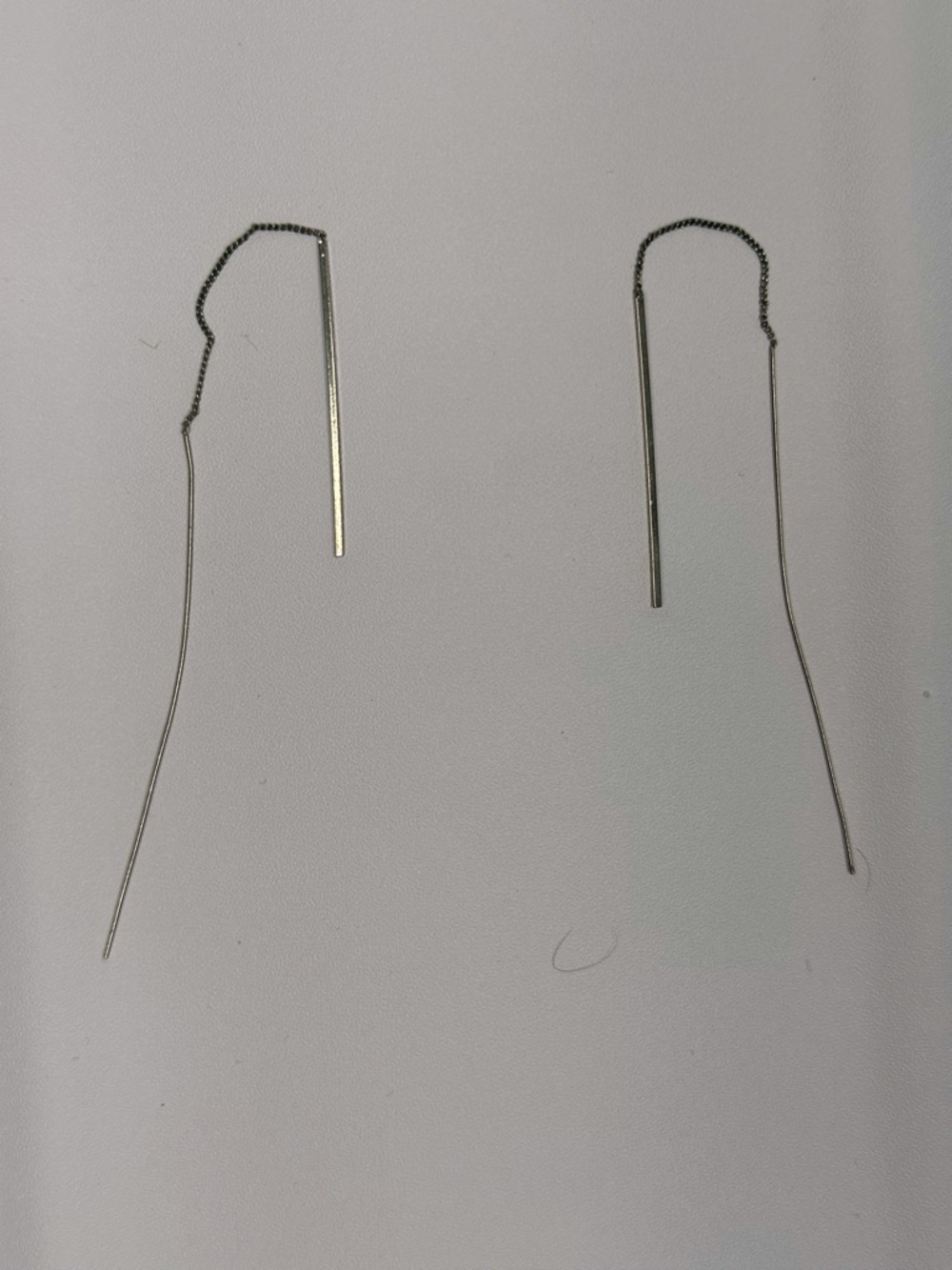 Sterling Silver Threader Bar Drop Earrings - Silver